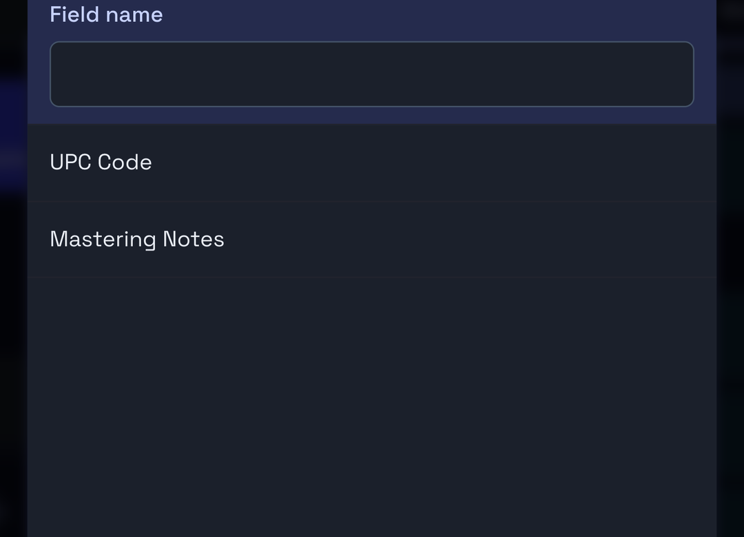 Add custom field: Field name, Value and Save
