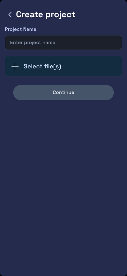 Mobile create-project view showing a new release being added on the go