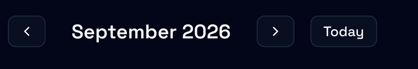 The calendar header: the previous month arrow, September 2026, the next month arrow and Today