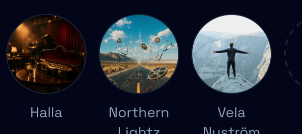 The roster rail above the track list with the roster members Halla, Northern Lightz and The Vandalls